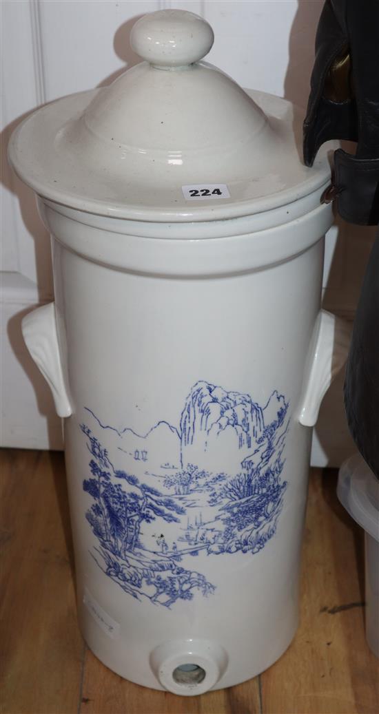 A Chinese blue and white water filter